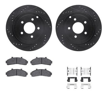 DYNAMIC FRICTION CO 8412-54042, Rotors-Drilled and Slotted-Black w/Ultimate Duty Brake Pads incl. Hardware, Zinc Coated 8412-54042